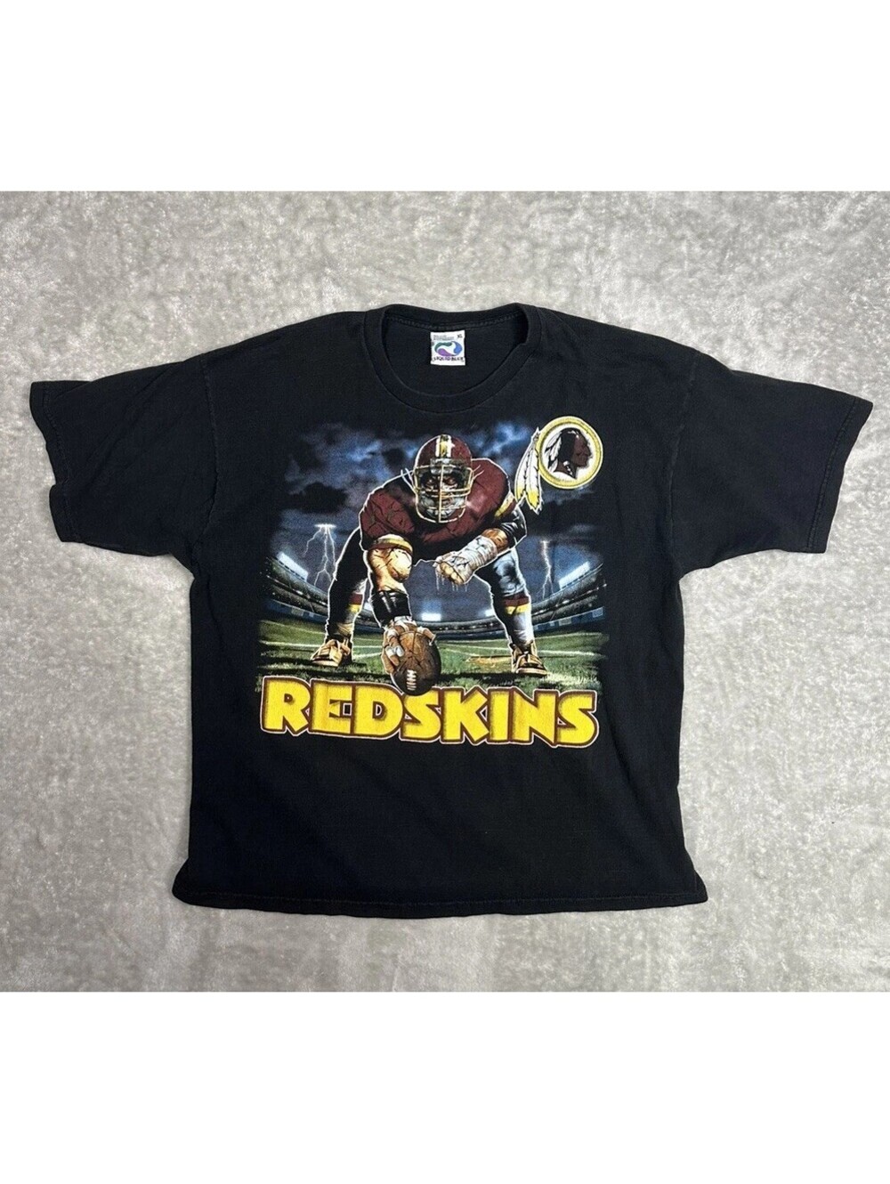 Vintage Washington Redskins Liquid Blue T-Shirt Size XL Black NFL